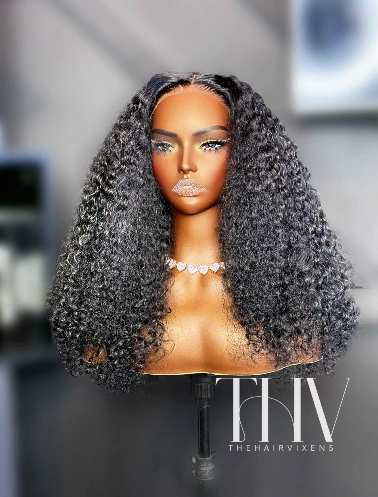 Jet Black Burmese Curly Wig