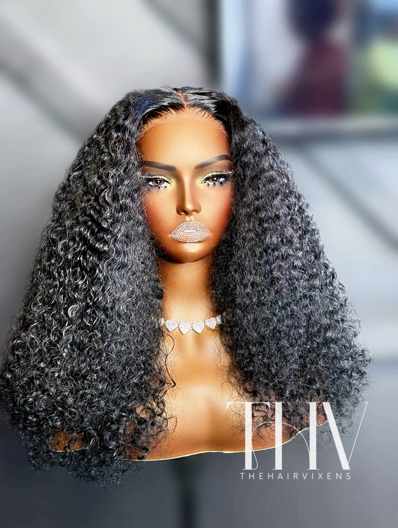 Jet Black Burmese Curly Wig